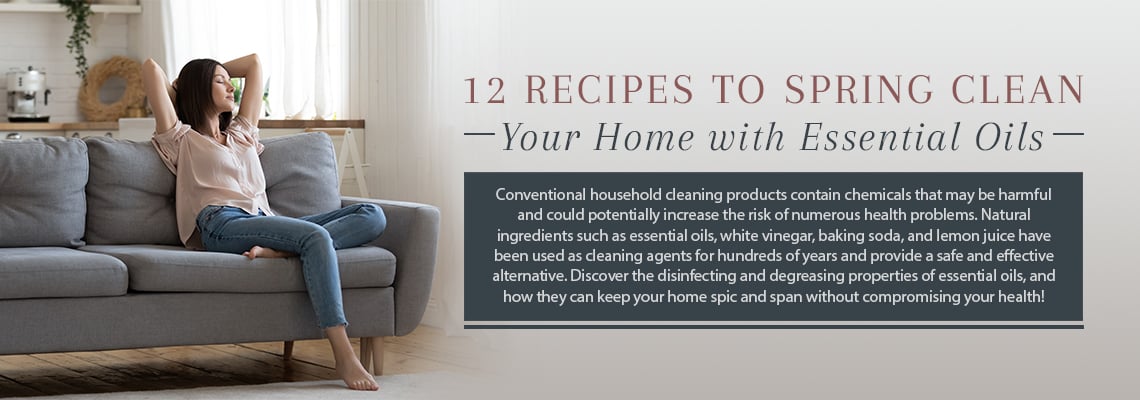 Conventional cleaners may hold up against dirt and grime, but they contain chemicals that may be harmful to your health and the environment. Discover 12 DIY recipes that harness the disinfecting power of essential oils and common household ingredients. 