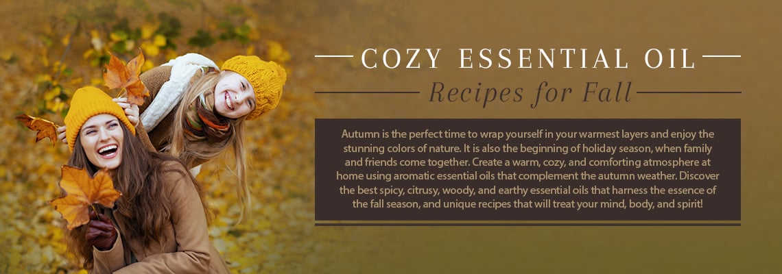 Indulge your senses with fall-inspired Essential Oil recipes. Savor this autumn season with spicy, citrusy, earthy, and woody essential oils, and treat your mind, body, and spirit with the warmth of aromatherapy!     