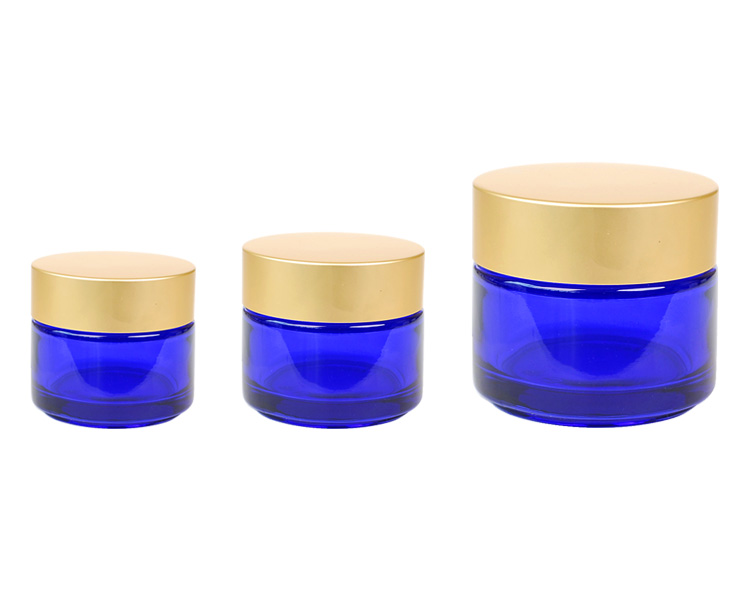 Download Glass Jars Classic Round Cobalt Blue Gold Matt Cap Bulk Prices