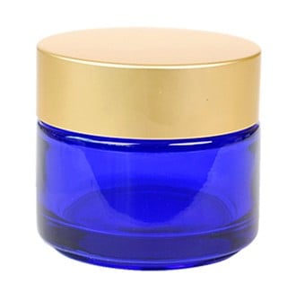 Classic Round Cobalt Blue (Gold Matte Cap) Glass Jar